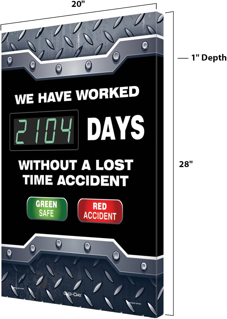 Accuform SCK104 Aluminum Digi-Day2 Electronic Safety Scoreboard, WE Have Worked #### Days Without A Lost TIME Accident - Green Safe/RED Accident"