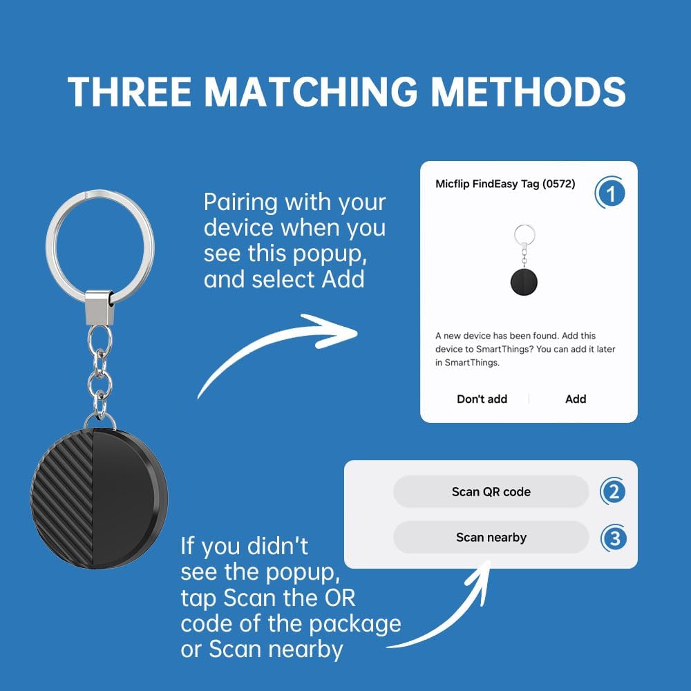 Bluetooth Tracker SmartTag for Samsung, Item Locator for Keys, Wallet, Luggage, Pets, IP65 Water-Resistant, Long and Replaceable Battery Life, Compatible with Galaxy Devices, 1 PC (Samsung Only)