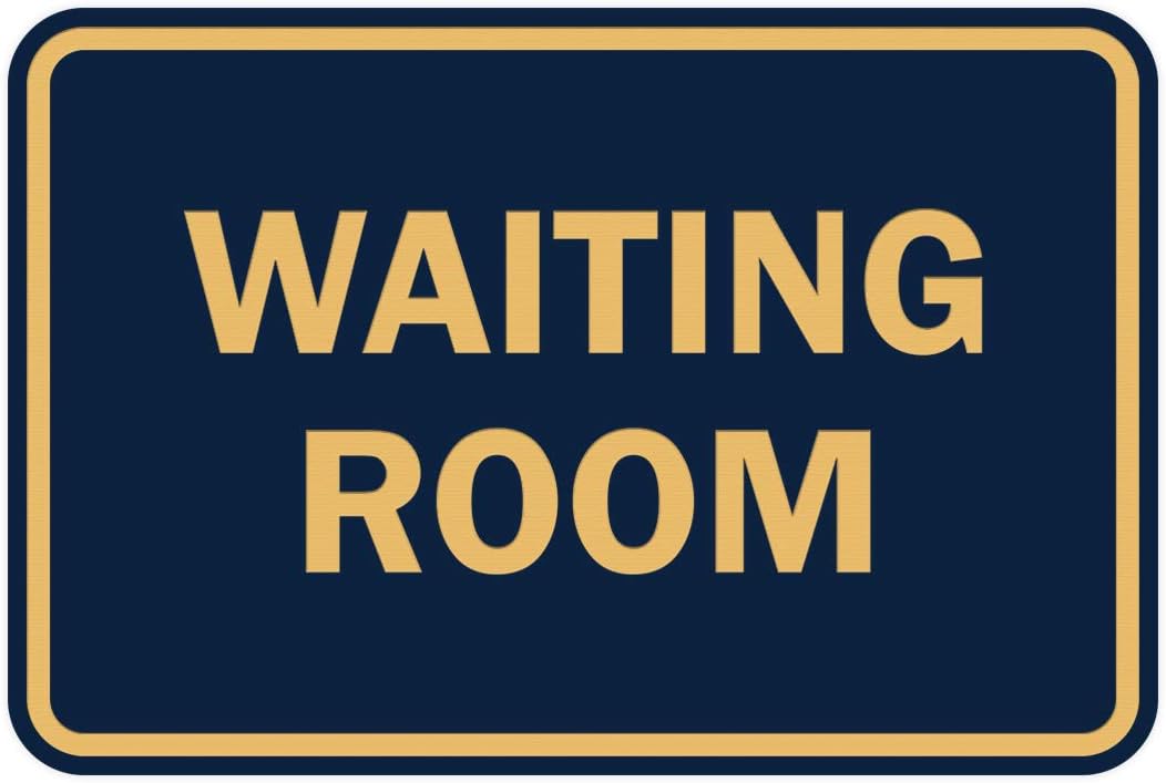 Signs ByLITA Classic Framed Waiting Room (Navy Blue/Gold) - Small