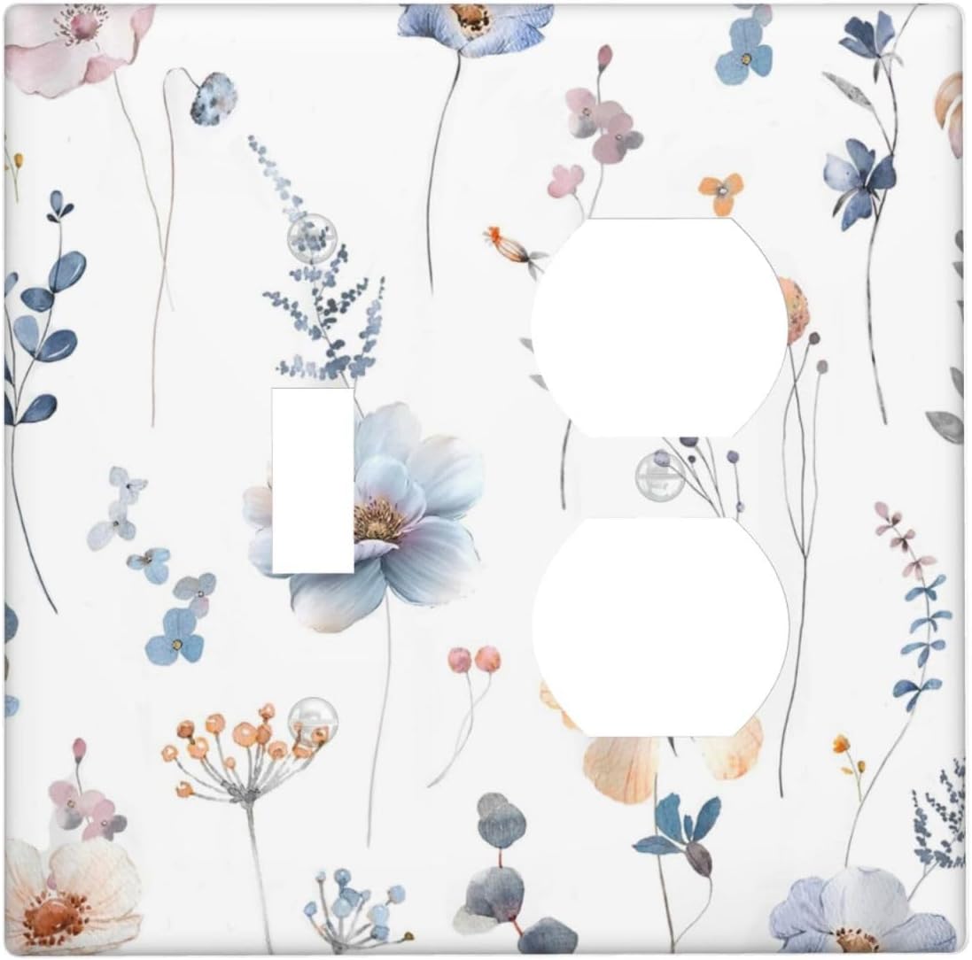 Wildflowers Plant Leaves Floral Berry Wallplates 1 Toggle 1 Duplex Switch Plate Electrical GFCI Faceplate Decorative Light Switch Covers for Bed Room Living Room Decor