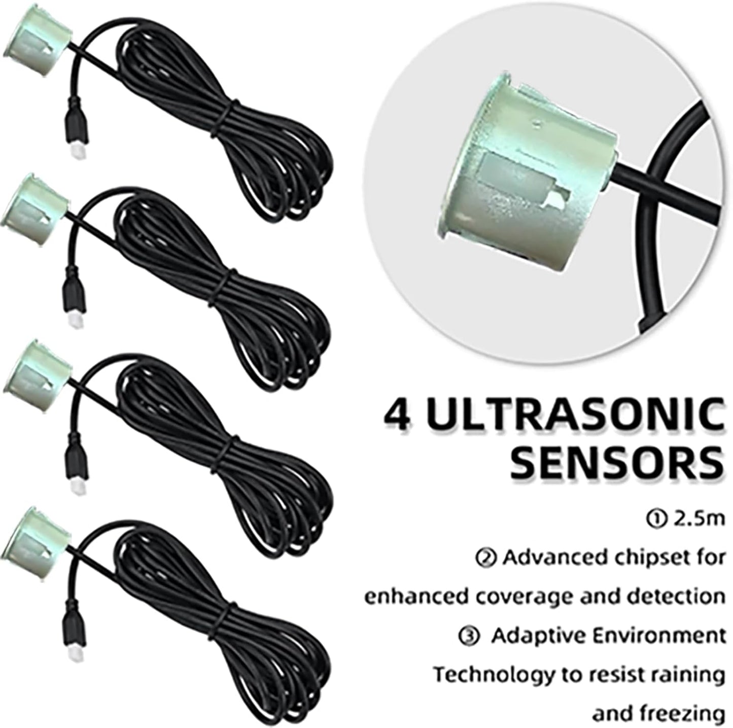 New Features Forward and Reverse Parking sensors, Option to Measure Distance in inches, bidirectional Display Option, and Customizable Digital Direction 18 Color Probes to Choose from(Silver)