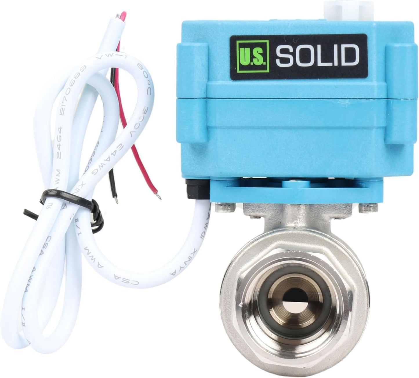 U.S. Solid Motorized Ball Valve – 3/4" 316 Stainless Steel, IP67 Waterproof, 110-230V AC, Full Port, 2-Wire Auto-Return, Normally Closed, Electric Valve for HVAC, Water, Oil, and Gas
