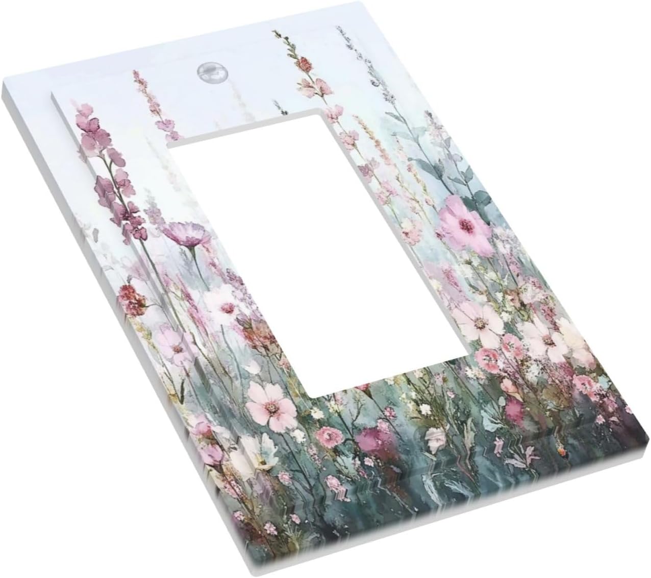Pink Floral Watercolor Botanical Wildflowers Decorative Outlet Covers 1 Gang Single Rocker Light Switch Cover Plate Wall Plates Gfci Faceplate For Bed Room Living Room Decor