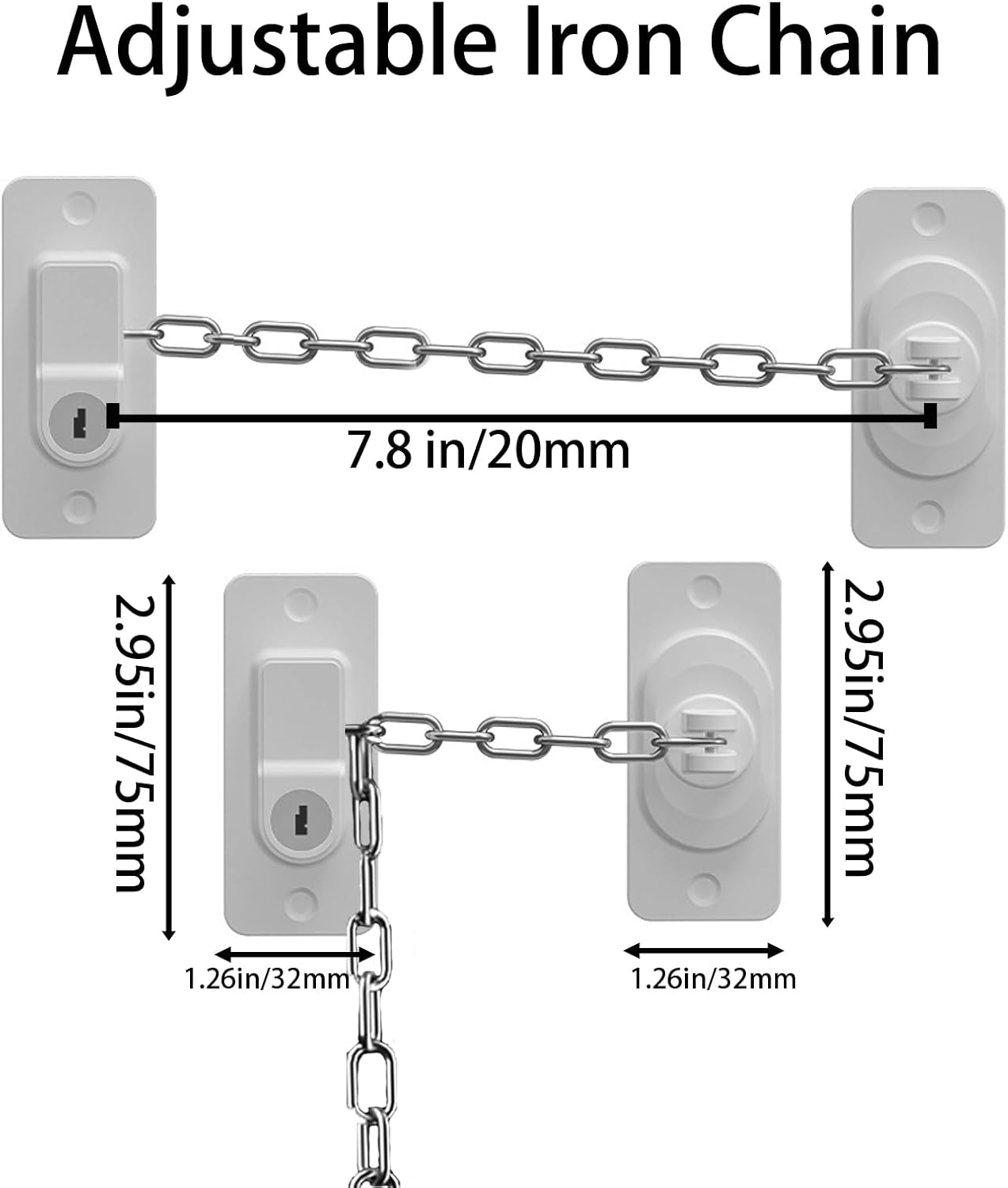 CMINGJ （2 Pack）Child Safety Locks, Adjustable Refrigerator Lock with Keys, for Fridge, Cabinets, Drawers, Dishwasher, Toilet and Child Safety Cabinet Lock, for Child,Kids and Toddlers