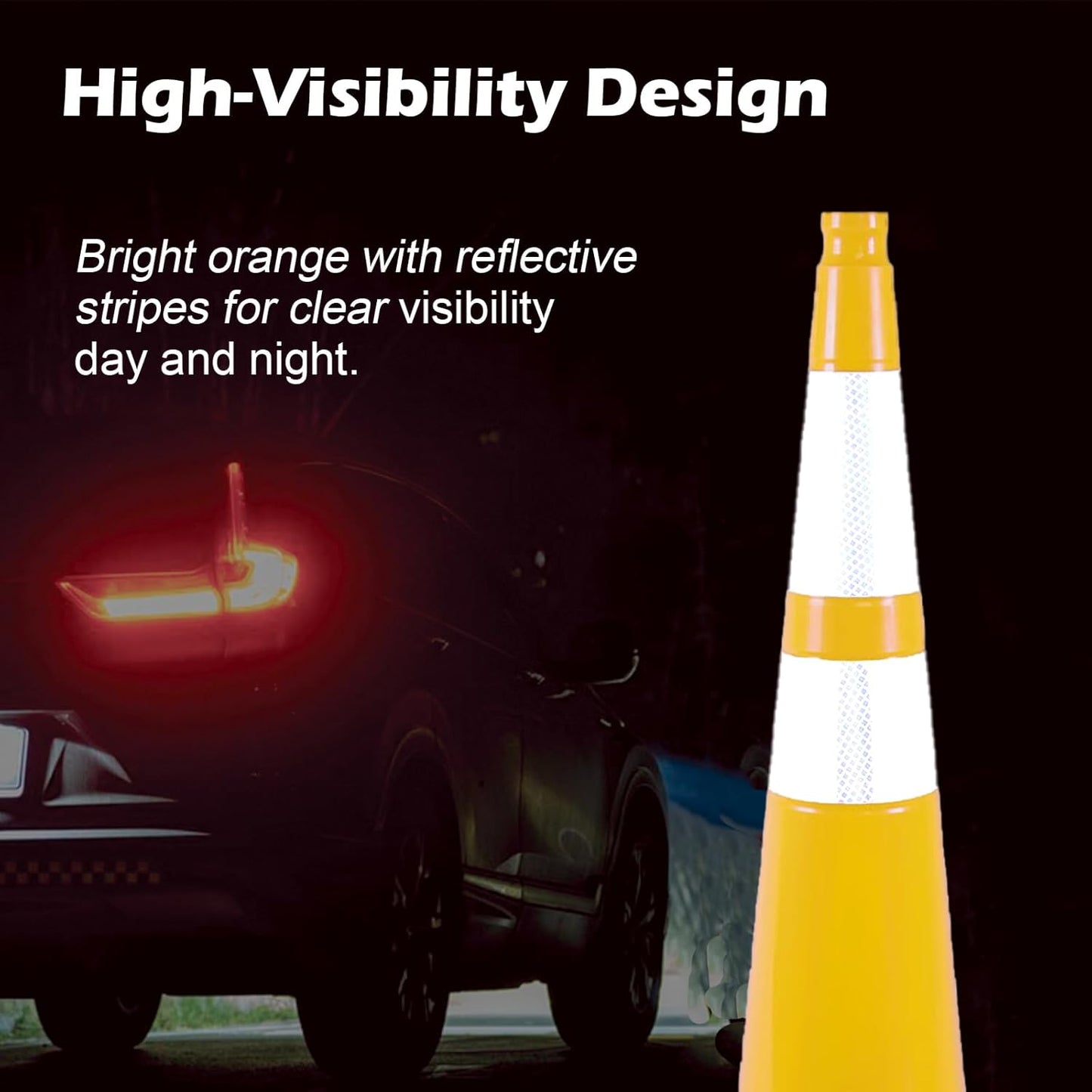 360 Pack 36" Yellow Traffic Cones with Black Base – Bulk Safety Cones for Large Construction Projects, Parking Lots, and Event Use (360, Yellow, 36 Inch)
