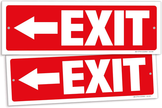 iSYFIX Exit Signs - 2 Pack 12x4 Inch Directional Left Arrow Signs, 40 mil Polystyrene Plastic, UV Laminated, Scratch & Fade Resistant, Waterproof - Ideal for Office, Theater, School, Business