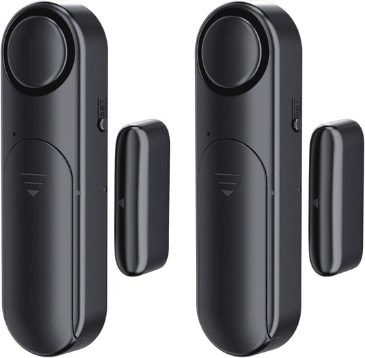 Window and Door Alarm When Opened (2 Pack) for Kids Safety/Home Security, Sliding Front Door Opening Sensor Alarms for Dementia, 120dB Burglar Alert, Ideal for Business, Garage, Apartment,House, Black