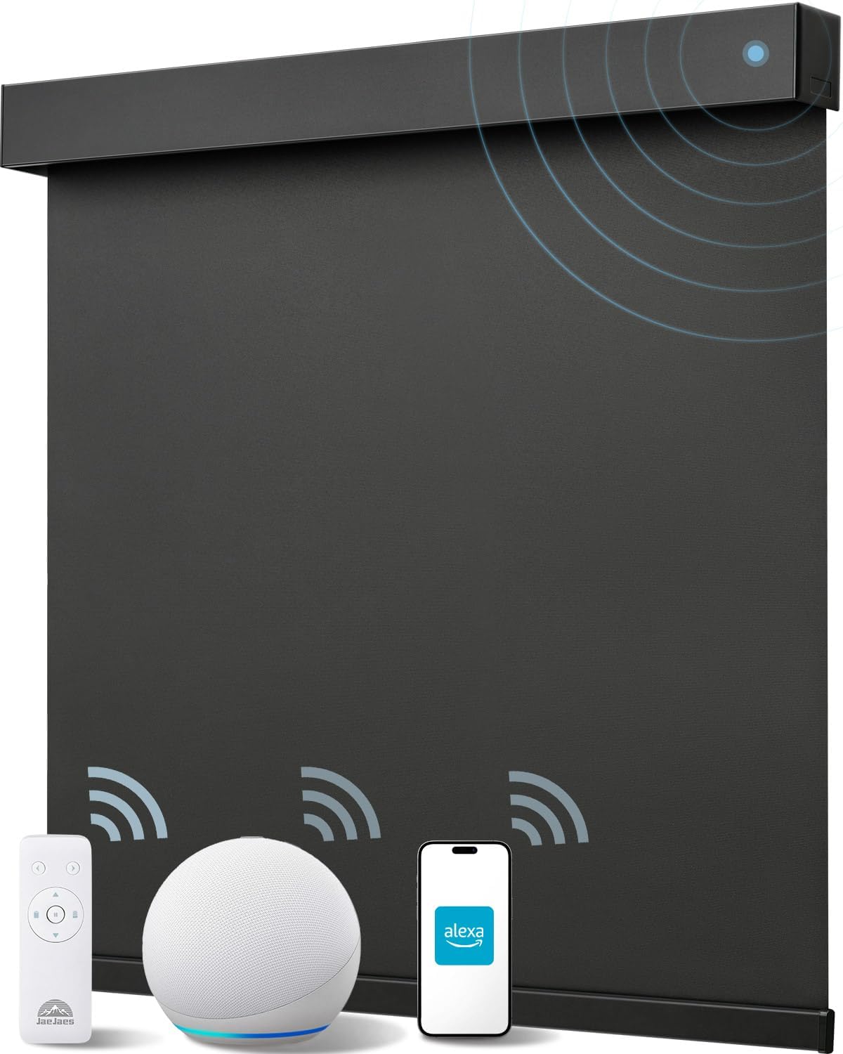 Smart Roller Shades for Windows, Alexa Blackout Motorized Blinds with Remote Control, Easy Install Automatic Electric Blinds for Indoor (28" W x 72" H, Black)