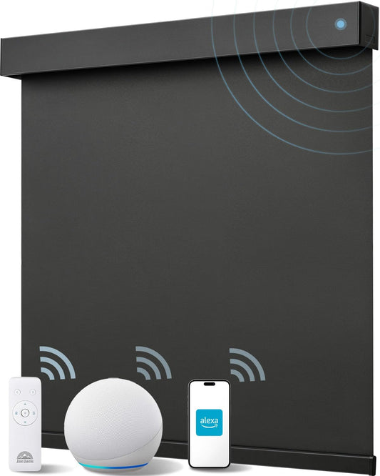 Smart Roller Shades for Windows, Alexa Blackout Motorized Blinds with Remote Control, Easy Install Automatic Electric Blinds for Indoor (31" W x 72" H, Black)