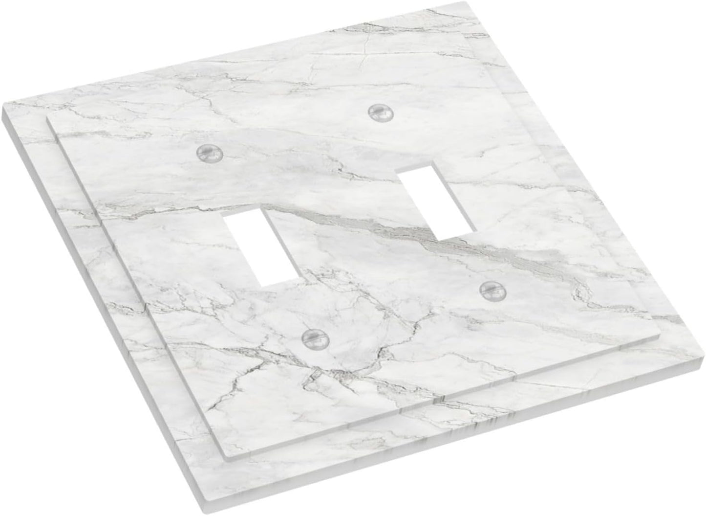 Decorative Switch Plates Marble Granite White And Grey 2 Gang Double Toggle Wall Plate Outlet Light Switch Cover Electrical Faceplate for Home Bedroom Decor