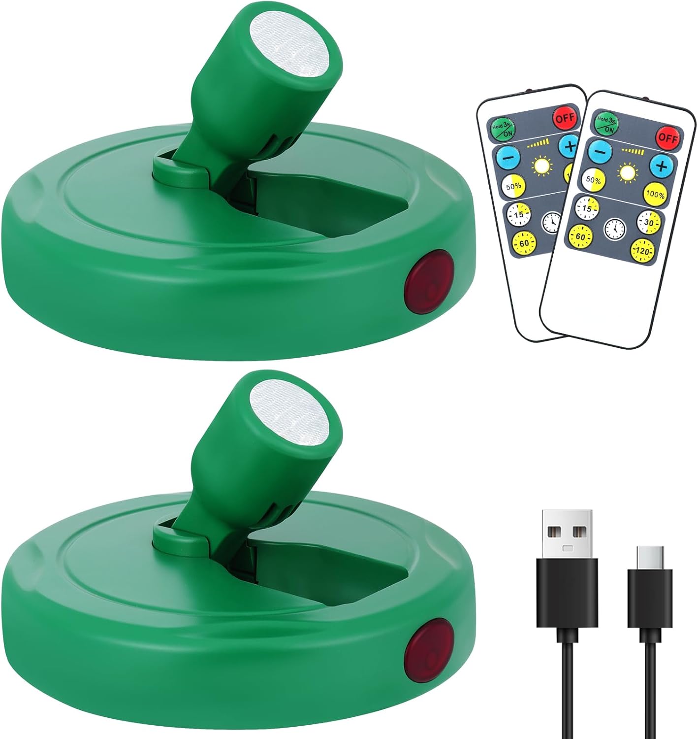 Cordless Spotlight Battery Operated, Rechargeable Plant Spot Lights, Dimmable Accent Lighting with Remote, LED Uplight for Picture Tree Painting Gallery Portrait Dartboard Art Photo, Green