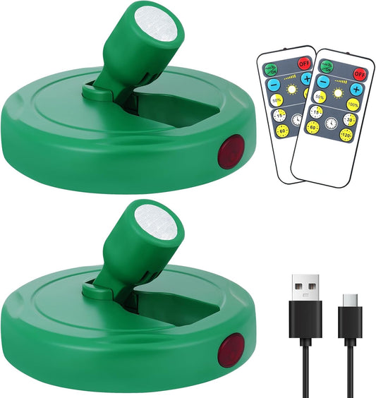 Cordless Spotlight Battery Operated, Rechargeable Plant Spot Lights, Dimmable Accent Lighting with Remote, LED Uplight for Picture Tree Painting Gallery Portrait Dartboard Art Photo, Green