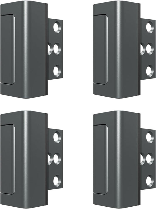 4 Pack Home Security Door Reinforcement Lock, Childproof Safety Door Lock Latch Stopper, Removable Screw-Mounted, Prevent Home Unauthorized Entry, Aluminum Construction, Withstands 800 lbs