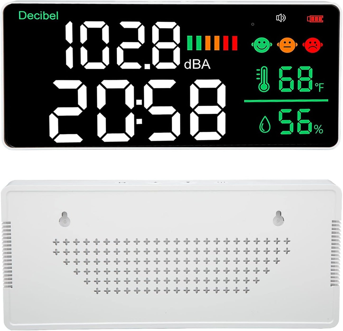 Diydeg Decibel Meter Sound Level Reader, 4 in 1 11 inch Large LED Display Wall Mounted Noise Decibel Reader Meter, Noise Temperature Humidity Meter for Home Studio Factory Classroom