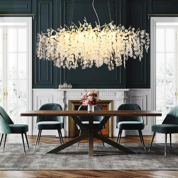 Modern Tree Branch Chandelier, 47.24 inch Money Tree Branch Gold Crystal Chandeliers, Rectangular Ceiling Pendant Lighting Fixtures for Dining Room, Bedroom, Living Room