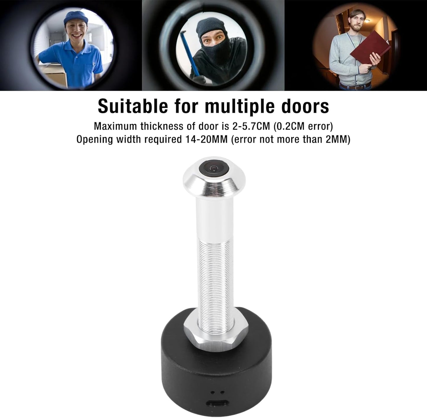Diyeeni 1080P Peephole Camera, 150° Wide Angle Door Eye Hole Cameras for Home, Aluminum Cordless Door Viewer Camera with APP, Cloud & TF Card Storage (Silver)