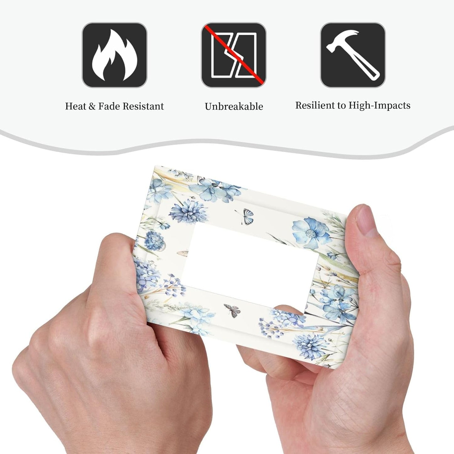 Decorative Outlet Covers Blue Floral Hydrangea Plants 1 Gang Single Rocker Light Switch Cover Plate Wall Plates GFCI Faceplate for Bedroom Home Decor