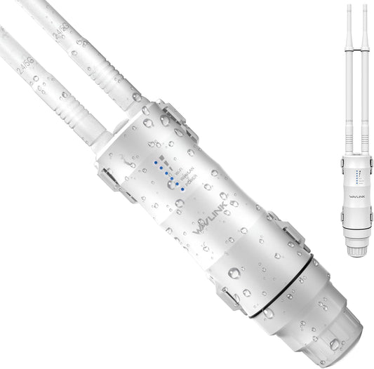 AC1200 WAVLINK Outdoor WiFi Extender, Weatherproof Outdoor WiFi Repeater Extender Signal Booster with POE, Dual Band 2.4/5GHz, Support AP/Repeater/Router Mode, for Yard/Patio/Rural Areas