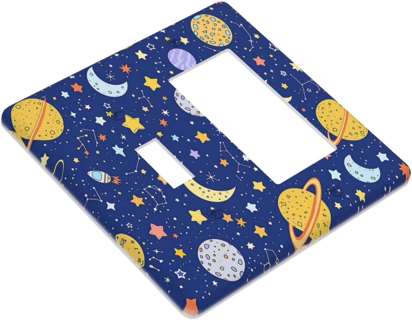 Stars Starry Night Sun Moon Planet Constellations Outlet Covers 1 Toggle 1 Rocker Combination Light Switch Cover Plate Decorative Wall Plate Electrical Switch Plates for Bedroom Bathroom