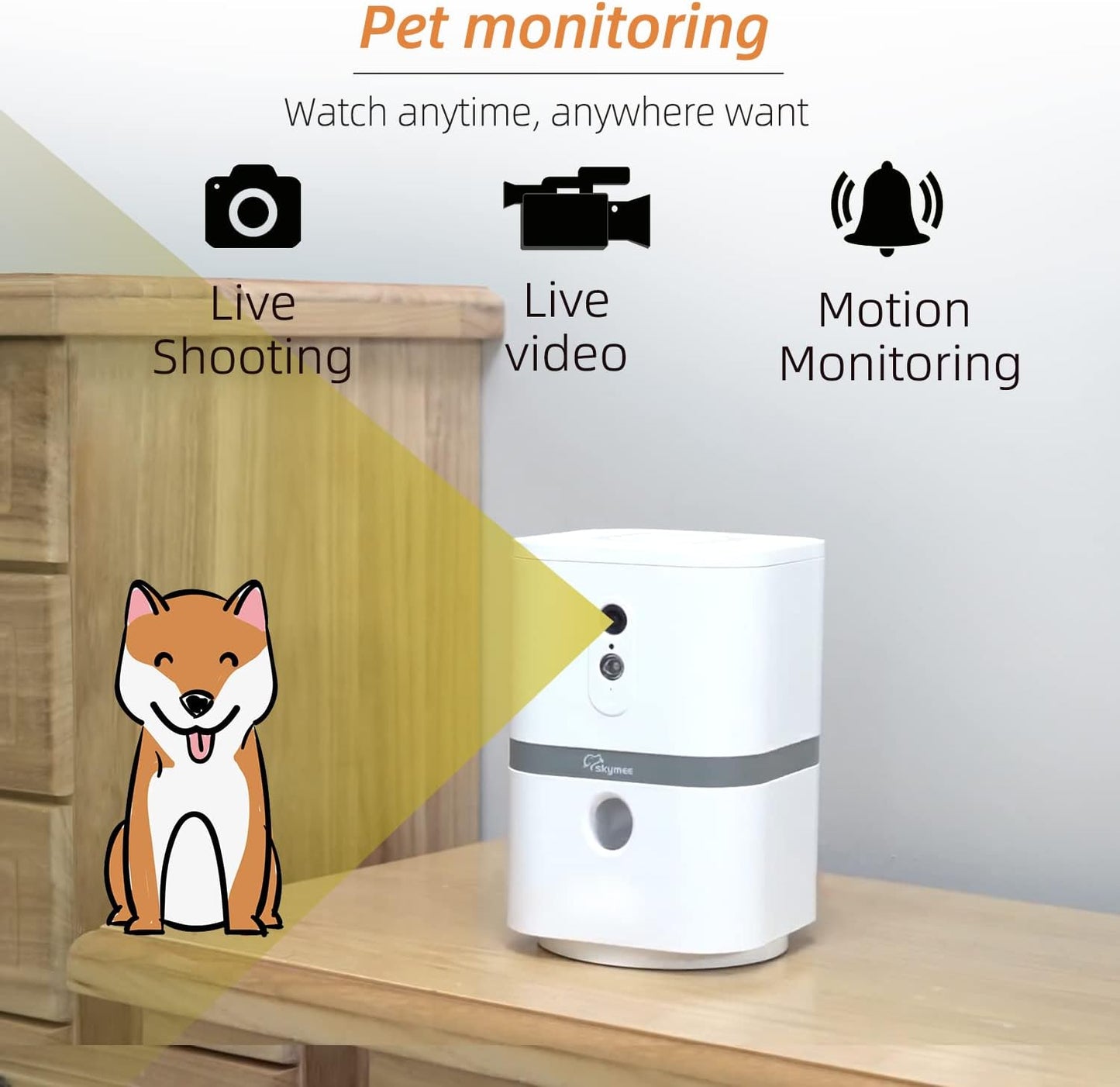 Petalk AI II Dog Camera Automatic Treat Dispenser, 5G WiFi Pet Camera with 180° Pan Full-Room View,Night Vision,Two Way Audio for Dogs and Cats,Compatible with Alexa