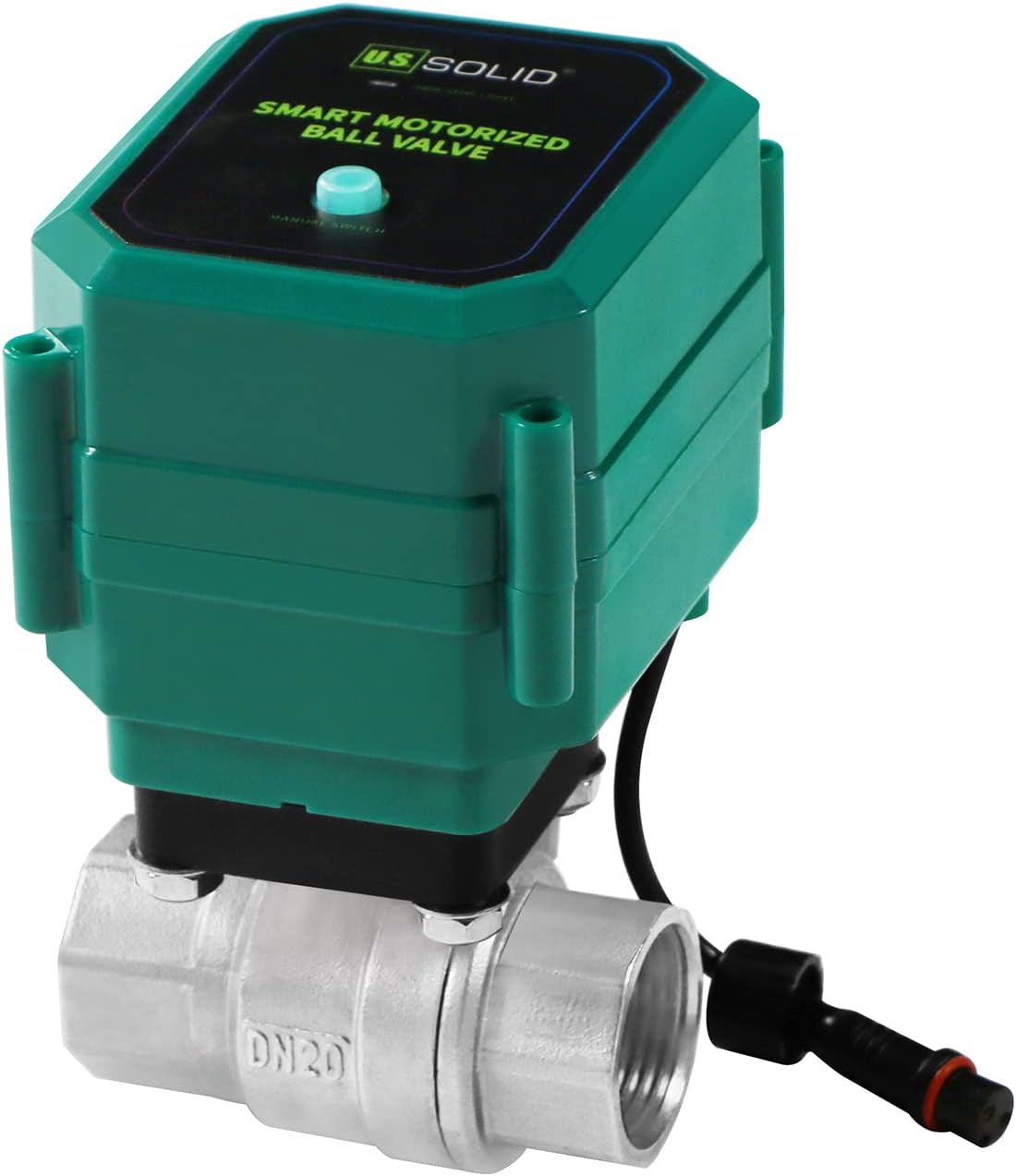 U.S. Solid 3/4" Smart Motorized Ball Valve - Remote App Mobile Control Stainless Steel Electrical Ball Valve with Manual Switch, 5V DC USB Connection