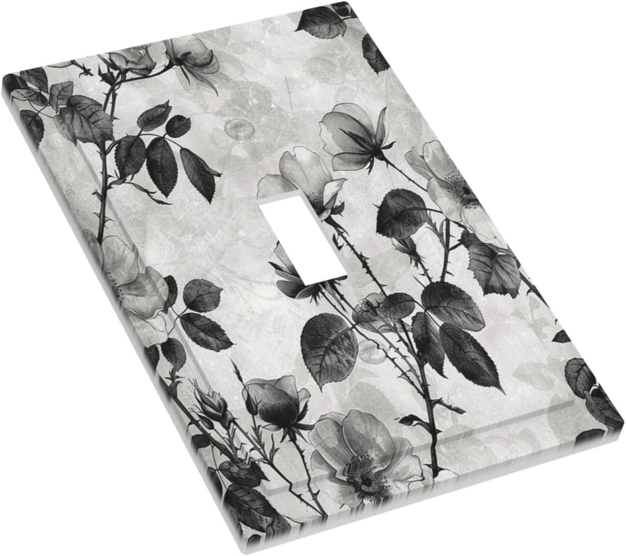 Decorative Light Switch Cover Black Breezy Watercolor Garden Floral 1 Gang Single Toggle Device Electrical Faceplate Switchplates Decorator Outlet Wall Plate for Bedroom Home Decor