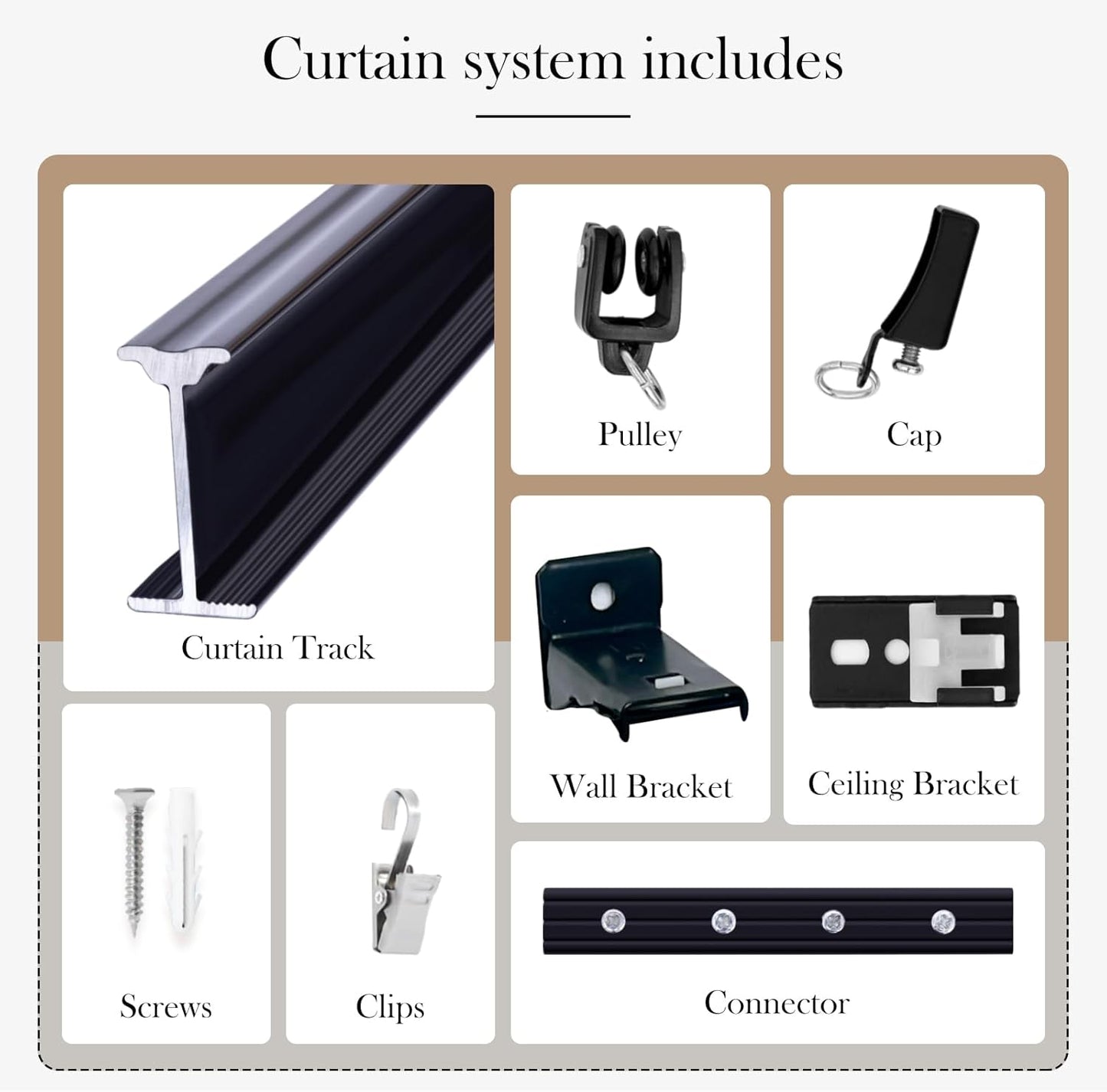 Flexible Ceiling Curtain Tracks, Ceilings Track for Curtains, Aluminum Curtains Track Ceilings Mount,Wall Mount Curtain Rail, Ceiling Curtain Rod, Sliding Curtain Tracks with Clips (Black 18FT)