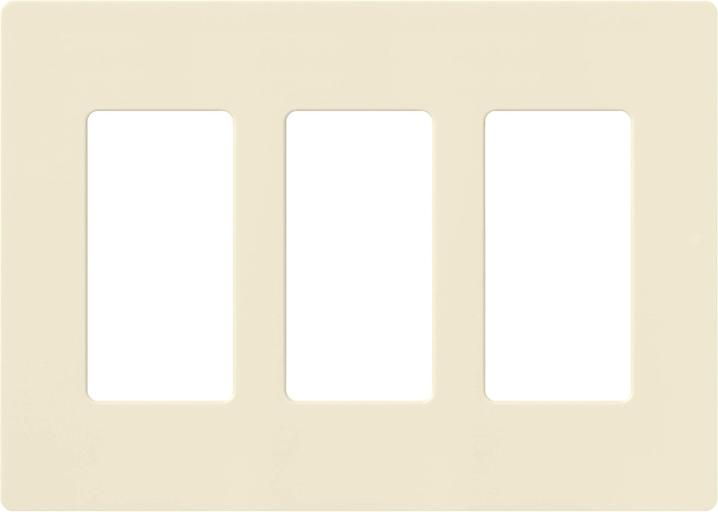 Lutron Claro Light Switch Cover Plate, 3 Gang Wallplate, for Decorator Light Switches, Rocker Light Switch Cover, Outlet Cover, Screwless Switch Plate Cover, Gloss, CW-3-AL, Almond