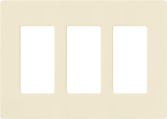 Lutron Claro Light Switch Cover Plate, 3 Gang Wallplate, for Decorator Light Switches, Rocker Light Switch Cover, Outlet Cover, Screwless Switch Plate Cover, Gloss, CW-3-AL, Almond