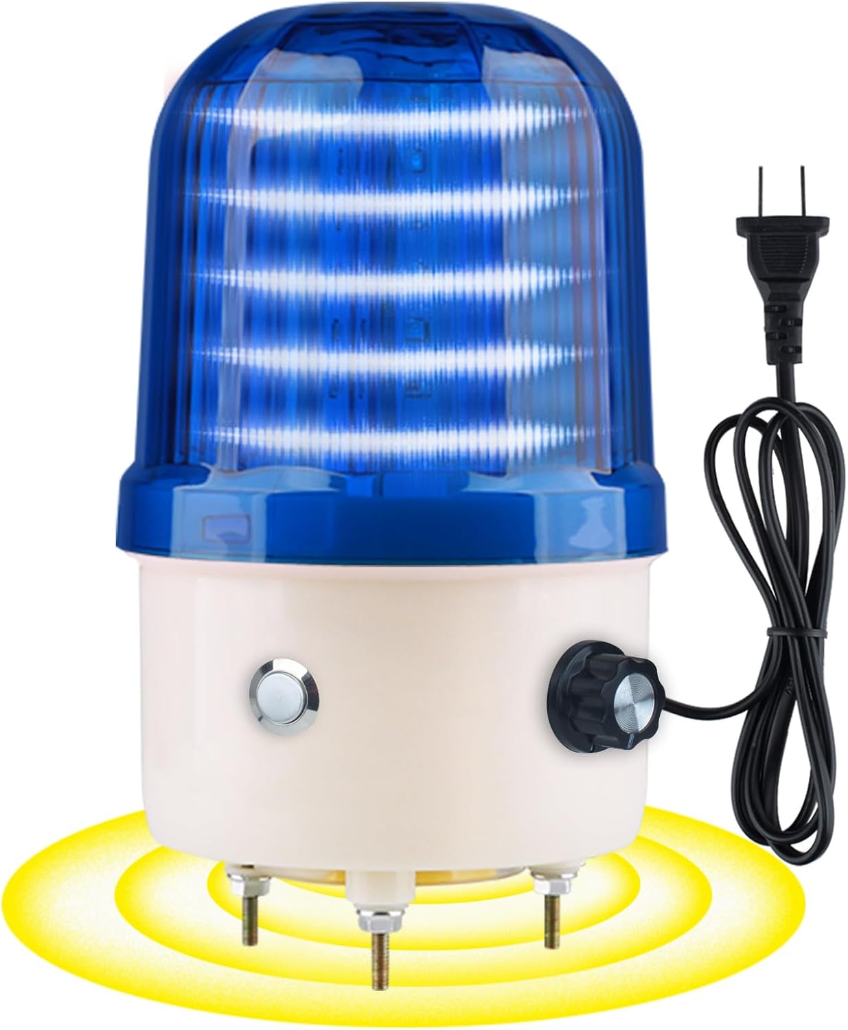 Industrial LED Rotating Warning Light, AC110V Red Strobe Light for Public Emergency Alarms, Indoor/Outdoor Safety Siren with Volume Adjustment/Plug and Buzzer (Blue PRO(0-130dB,AC110V))