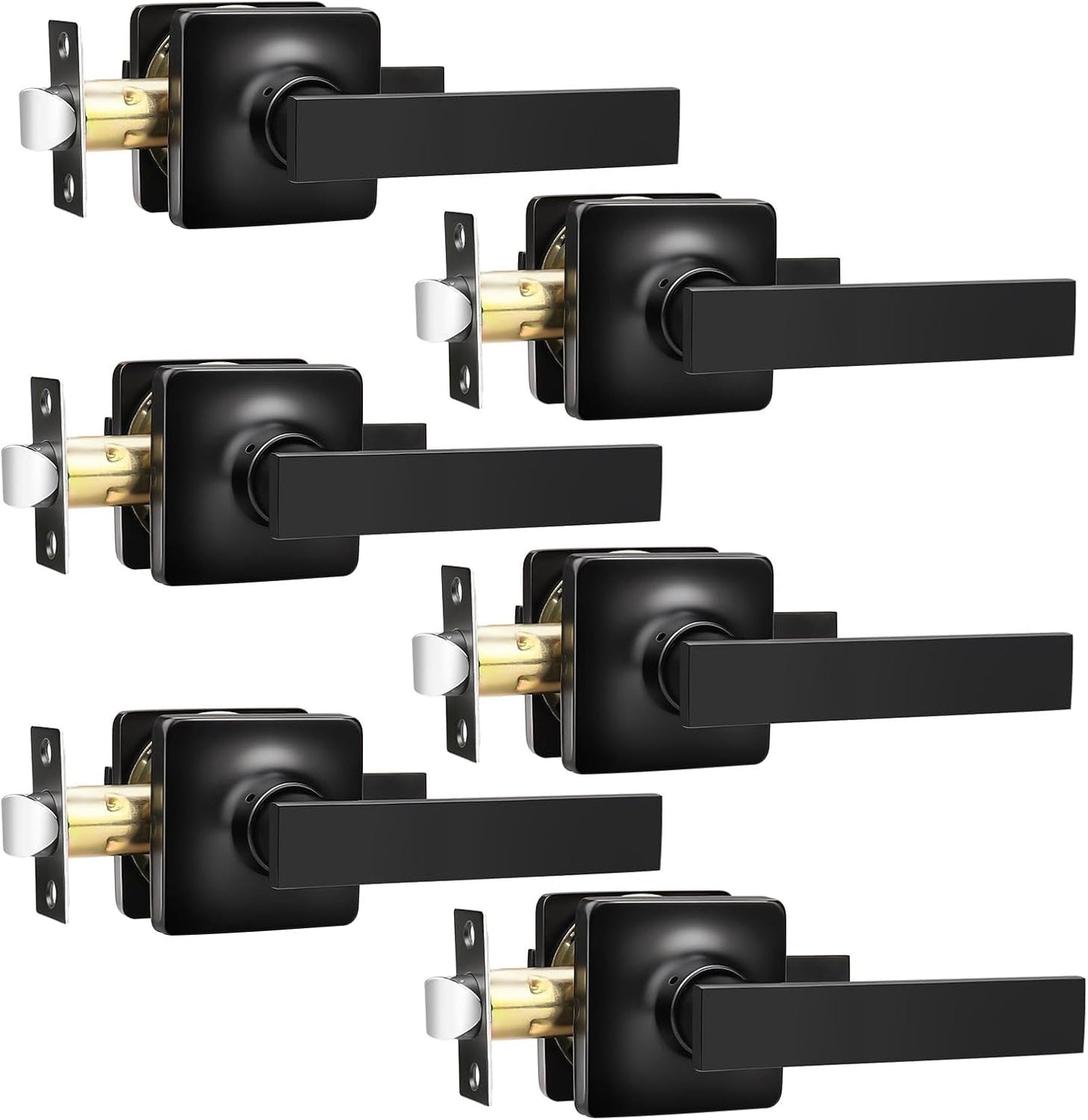 GOBEKOR 10 Pack Passage Door Handles Black Interior Door Handles with Lock Keyless Matte Black Hall Closet Door Levers