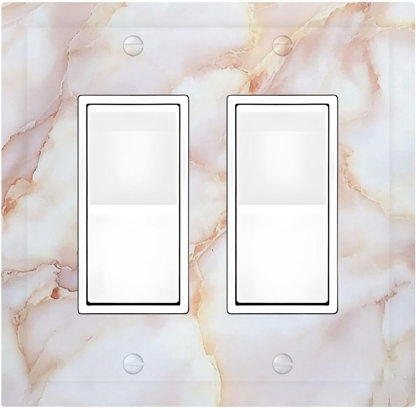 Decorative Outlet Covers Pink Jade Marble Granite 2 Gang Double Gfci Rocker Electrical Wall Panels Light Switch Cover Plate For Bathroom Kitchen Decor