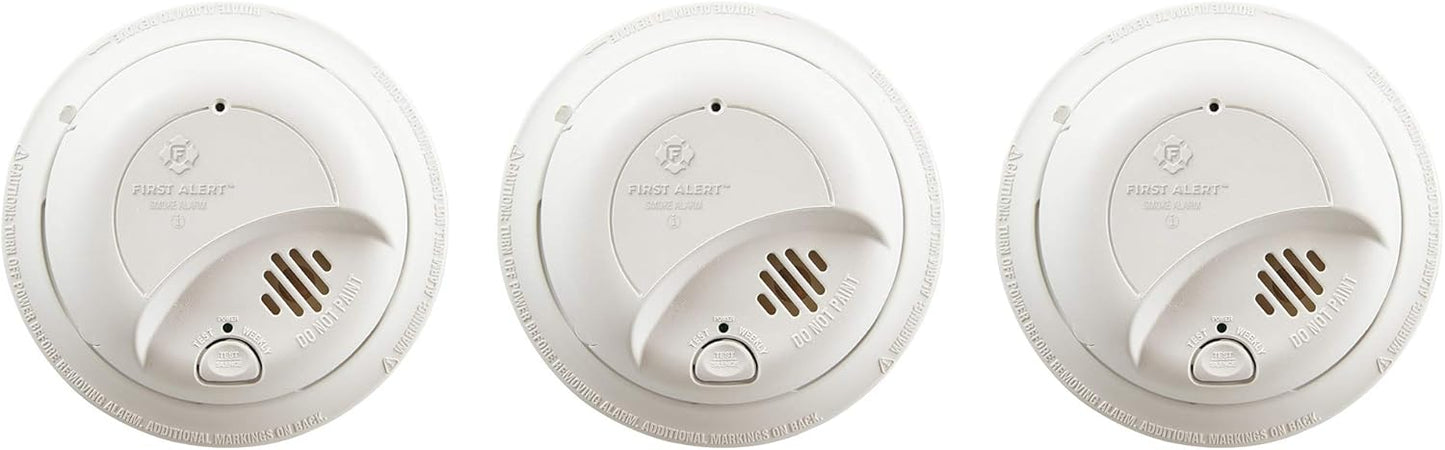 First Alert 9120B Smoke Detector, Hardwired Alarm with Battery Backup, 3-Pack