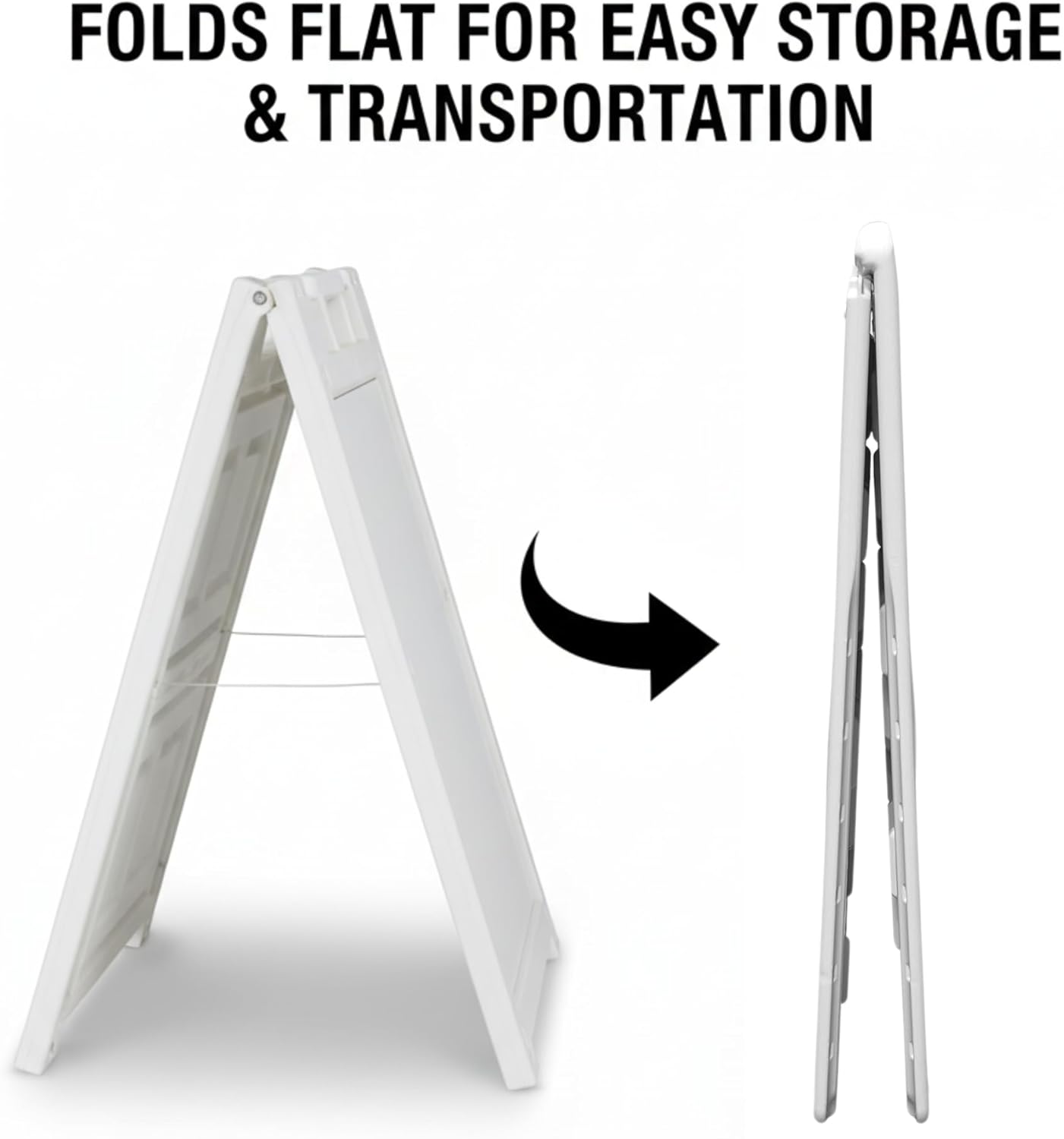 Deluxe A-Frame Sidewalk Sign, White, Double-Sided Display Board with Water-Fillable Base, 24x36 Inch Poster Size, Weather-Resistant PE Plastic (White)