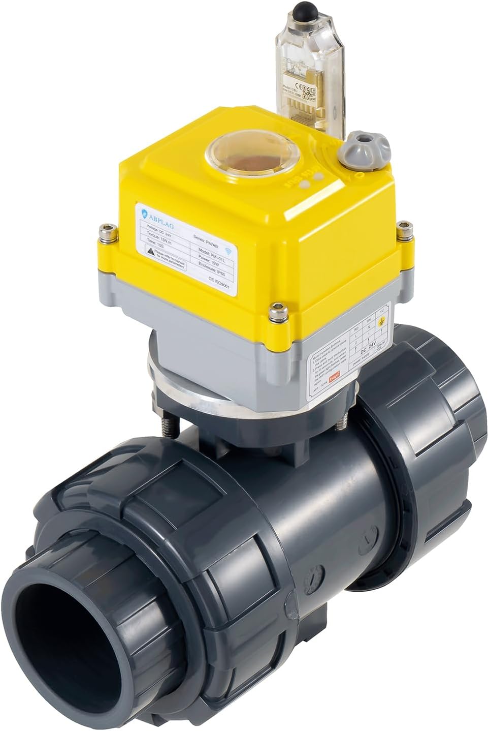 Smart electric valve 1 1/4 inch PVC joint ball valve Tuya APP smart wifi water shut-off valve DC24V AC110V-230V power adapter and power-off automatic return setting timing water valve DN32MM