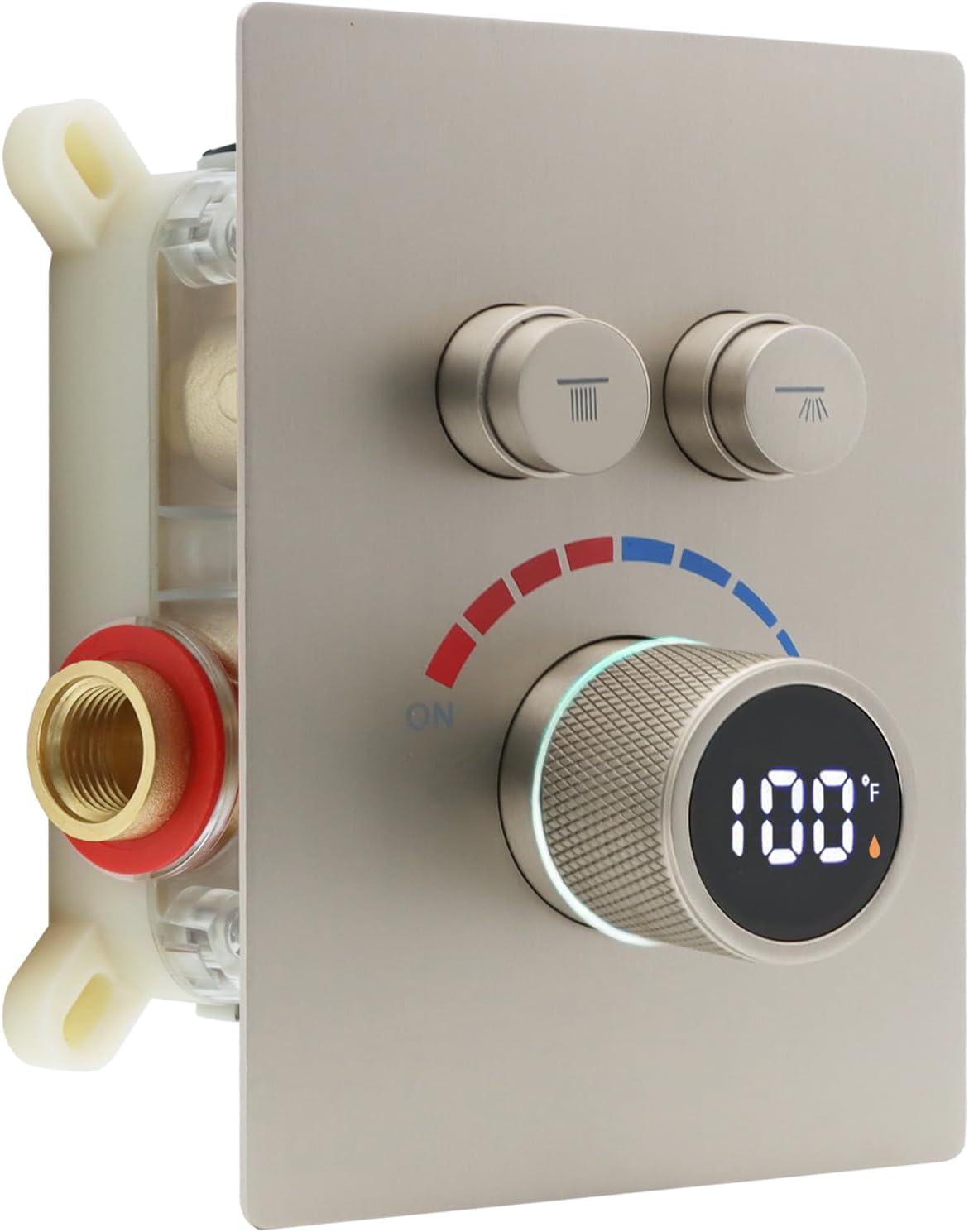 Digital Display Shower Valve Shower Valve 2 Way Shower Diverter Valve Shower Mixing Valve Can Use All the Time Brushed Nickel