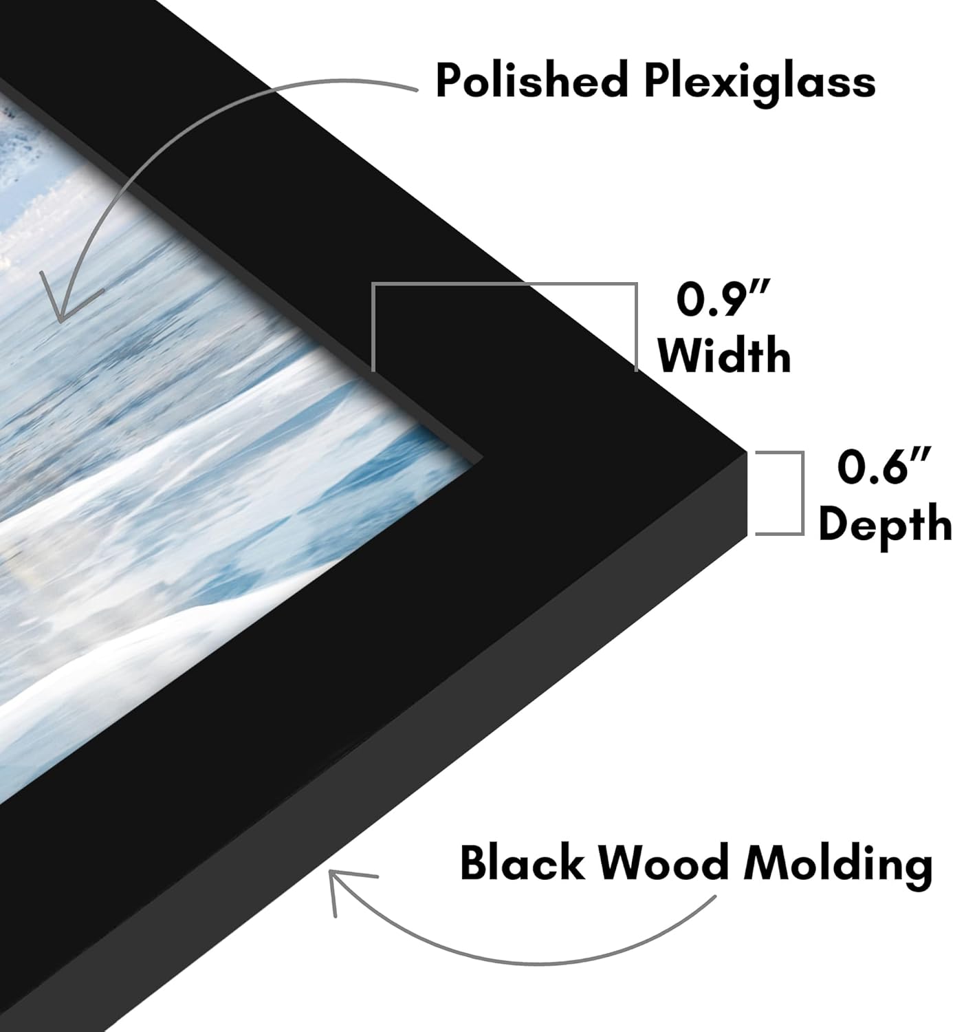 Americanflat 12x32 Picture Frame with Polished Plexiglass - Signature Collection - Gallery-Style Frames Made of Engineered Wood - Photo Frame for Wall Display - Black