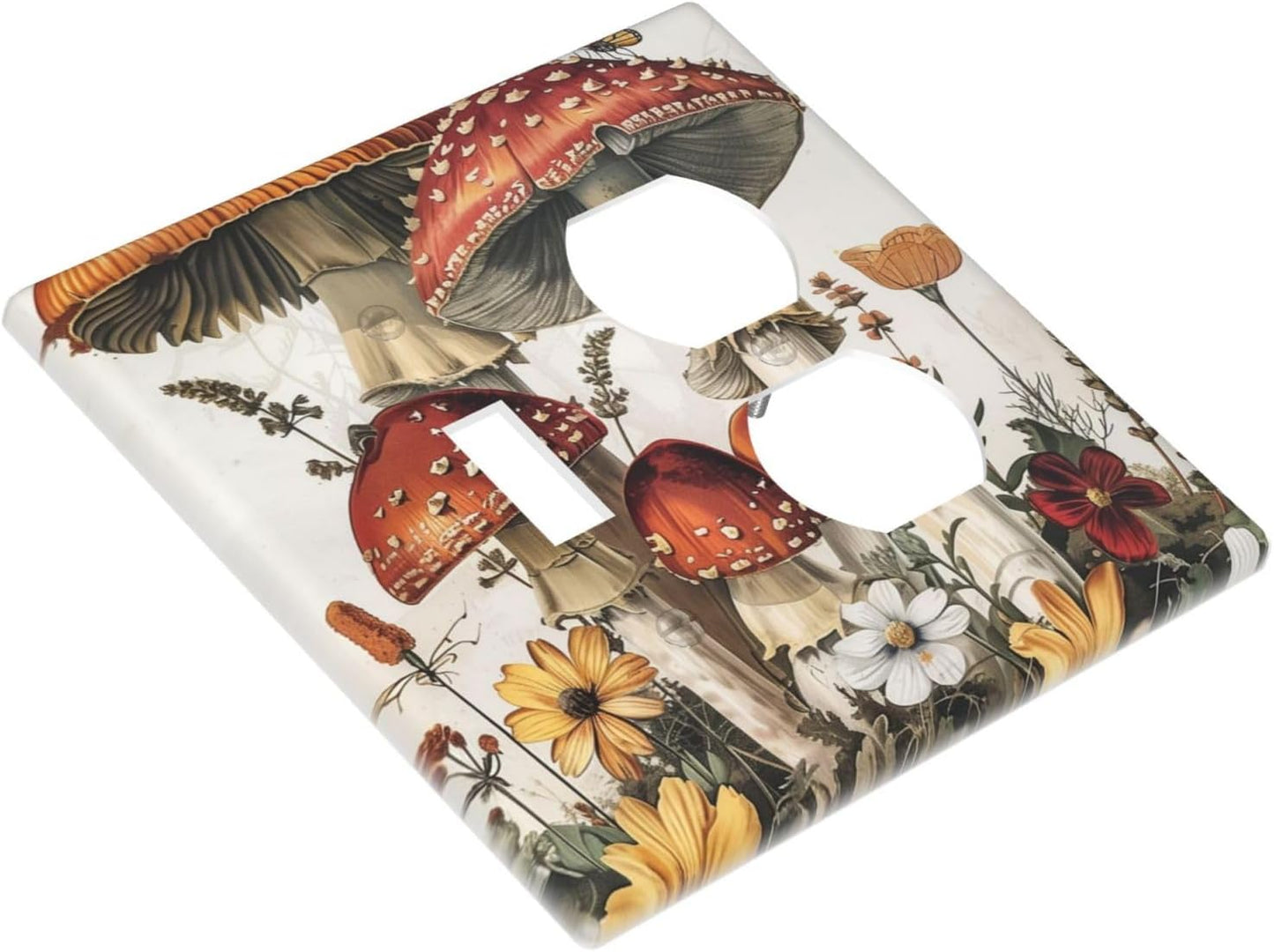 Wallplates Mushroom Forest Butterfly Wild Flower 1 Toggle 1 Duplex Switch Plate Electrical Gfci Faceplate Decorative Light Switch Covers For Bed Room Living Room Decor