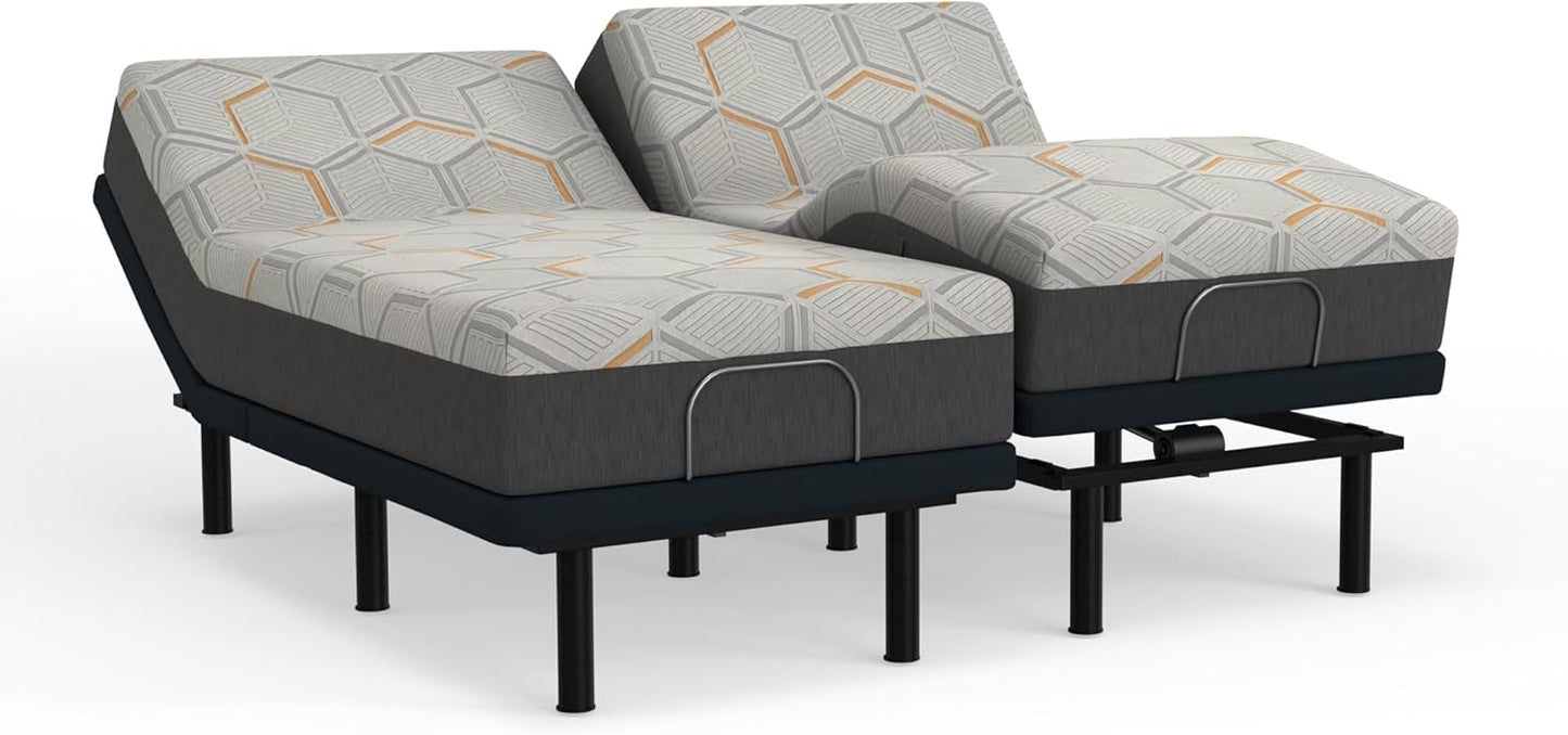 Blissful Nights e4 Cal King Split Adjustable Bed Base Frame with 12" Medium Firm Copper and Gel Infused Memory Foam Mattress