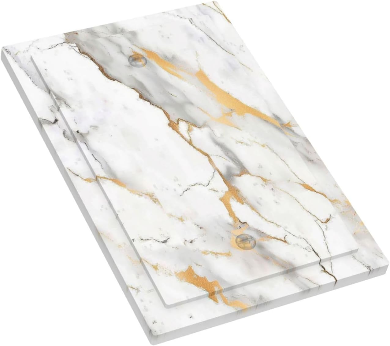 Light Switch Cover Plate Marbling Style White Background Gold Gray Stripes 1 Gang No Device Blank Electrical Wall Plates Faceplate Decorative Switch Plate For Bathroom Kitchen Decor
