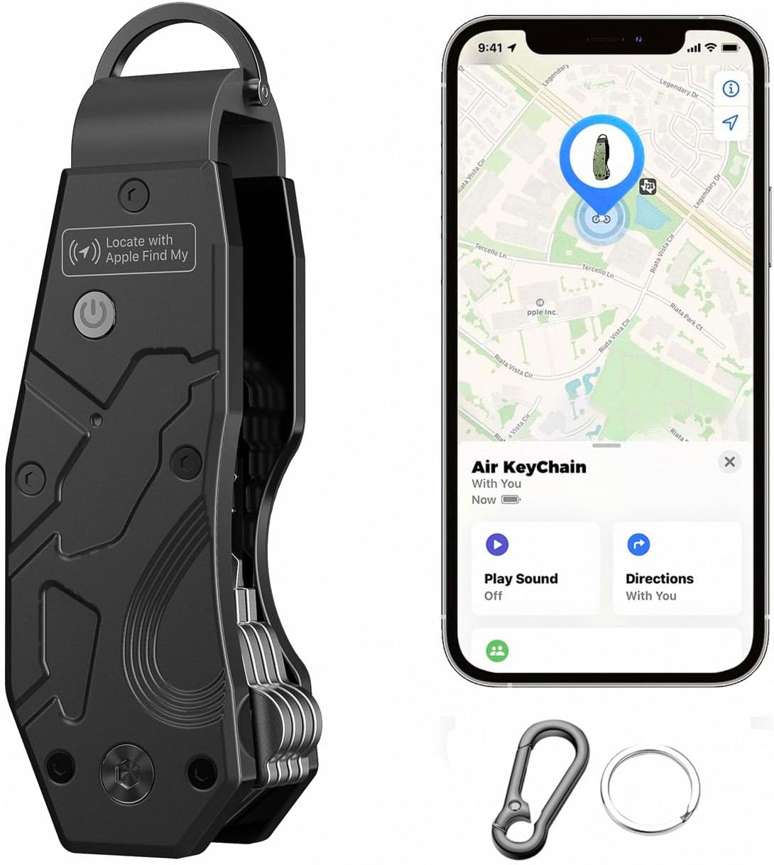 Zeeker Air Keychain, Key Organizer Works with Apple Find My, Built-in airtag Chips, Holds 2-6 Keys, Car Key Chains with GPS Tracker, Key Finder, Minimalist Key Holder for Men and Women, iOS Only Use