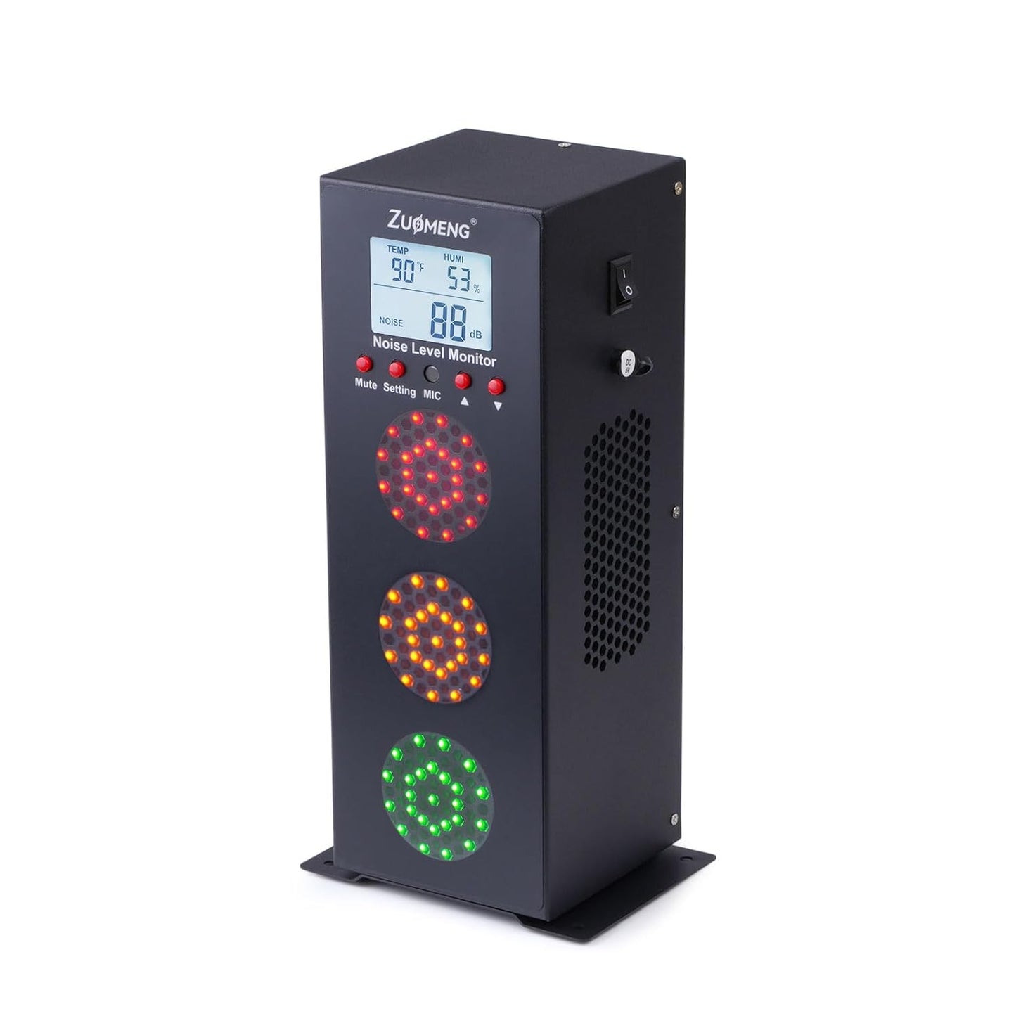 Noise Detector with Traffic Light Alert & Adjustable dB Threshold & Volume, Temp & Humidity Display, for Classroom Noise Control, Fun Interaction for Easy Noise Management