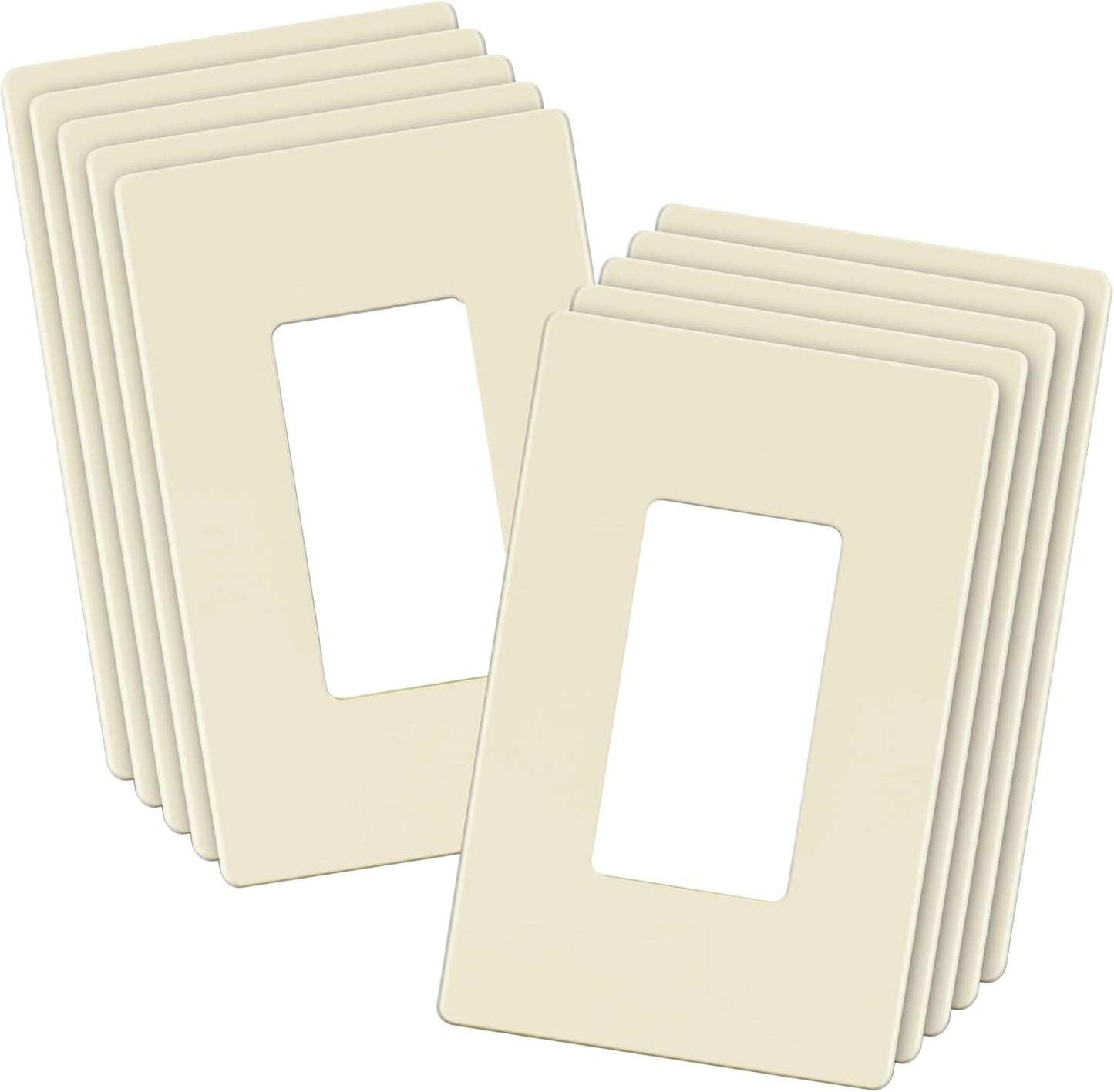 LIDER Matte Finish Decorator Switch Cover, Screwless Wall Plate, Mid-Size 1-Gang 4.88" x 3.11", Unbreakable Polycarbonate Thermoplastic, UL Listed, LSWP-31M-LA10P, Light Almond, 10 pack