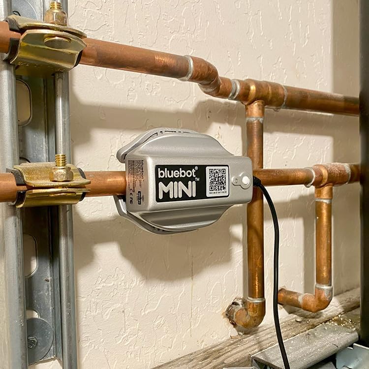 Bluebot Mini WiFi Water Meter, Bundle 1, Indoor/Outdoor, Clamp-on, Fits 3/4”-1” Pipes, Alerts, Live Usage & Leak Monitoring, Ultra-Compact Design