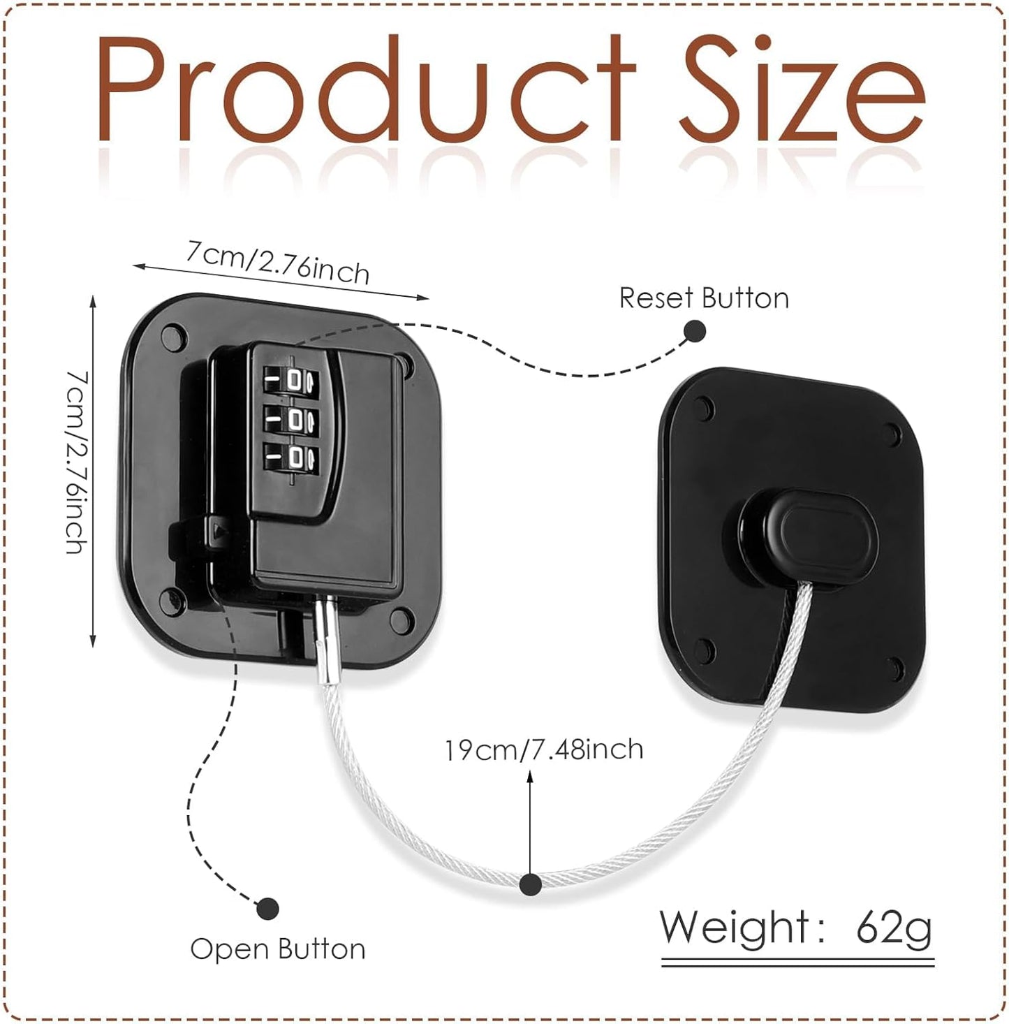 Refrigerator Lock, Combination Lock for Refrigerator Cabinets, Drawers, Heavy Duty Fridge Lock, Easy Install No Keys Needed (Black&White-2 Pack)