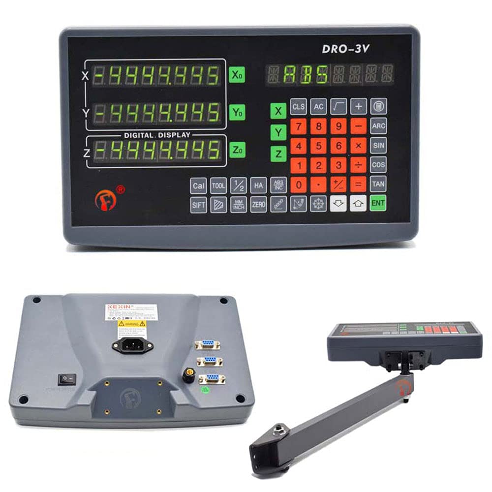 TOAUTO Digital Readout DRO, 3 Axis LCD Display 1um Glass Linear Scale Meter for CNC Milling Lathe EDM Machine