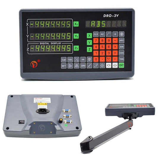 TOAUTO Digital Readout DRO, 3 Axis LCD Display 1um Glass Linear Scale Meter for CNC Milling Lathe EDM Machine