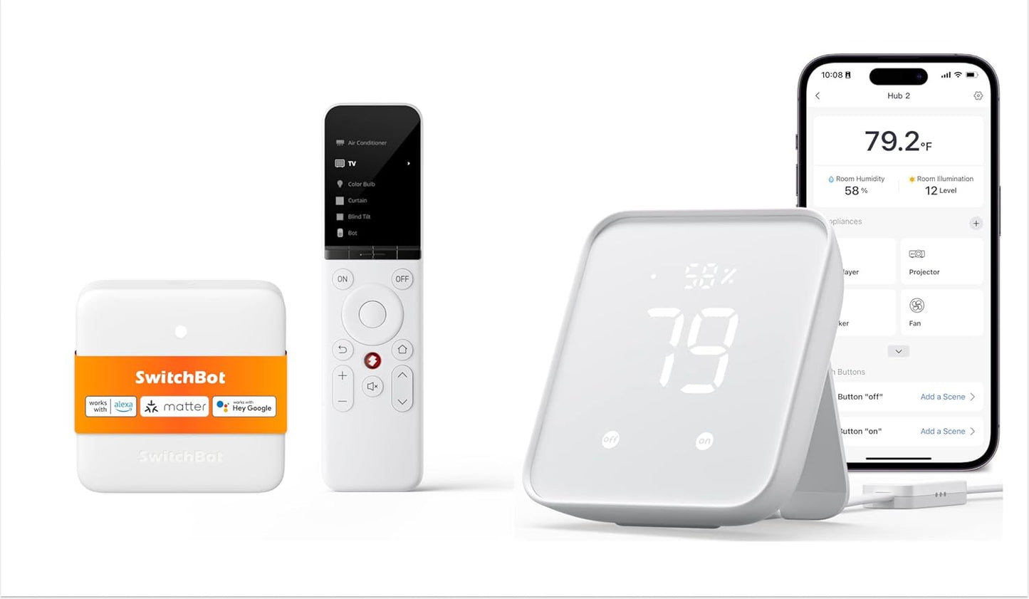 SwitchBot Universal Remote Control with Hub Mini Matter Enabled & SwitchBot Hub 2 (2nd Gen)