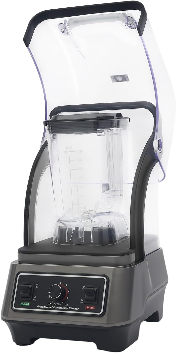 1600W Commercial Blender, 2L Large Capacity Multifunctional Blender with 9-Speed & Pulse, High-Speed Motor for Smoothies, Ice Crushing, Juice, Soup - Professional Heavy Duty & Quiet Design(110V)