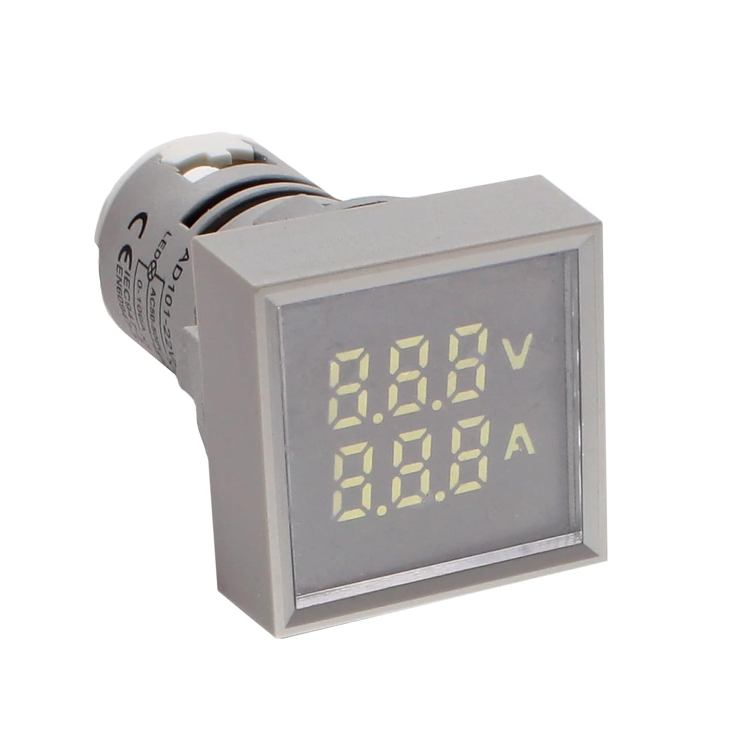 LED Voltage Display Panel Mount Volt Amp Meter, AD101-22VAMS 22mm Square Voltmeter and Ammeter, AC50-500V Voltage and 0-100A Current Meter, Grey (1 Pack)